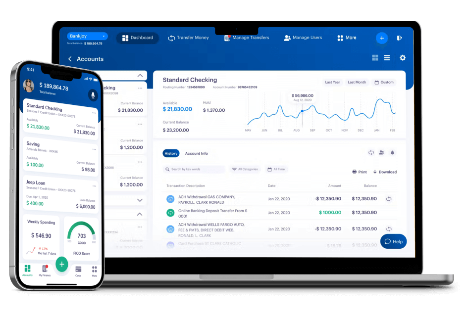 Screenshots of the Bankjoy platform